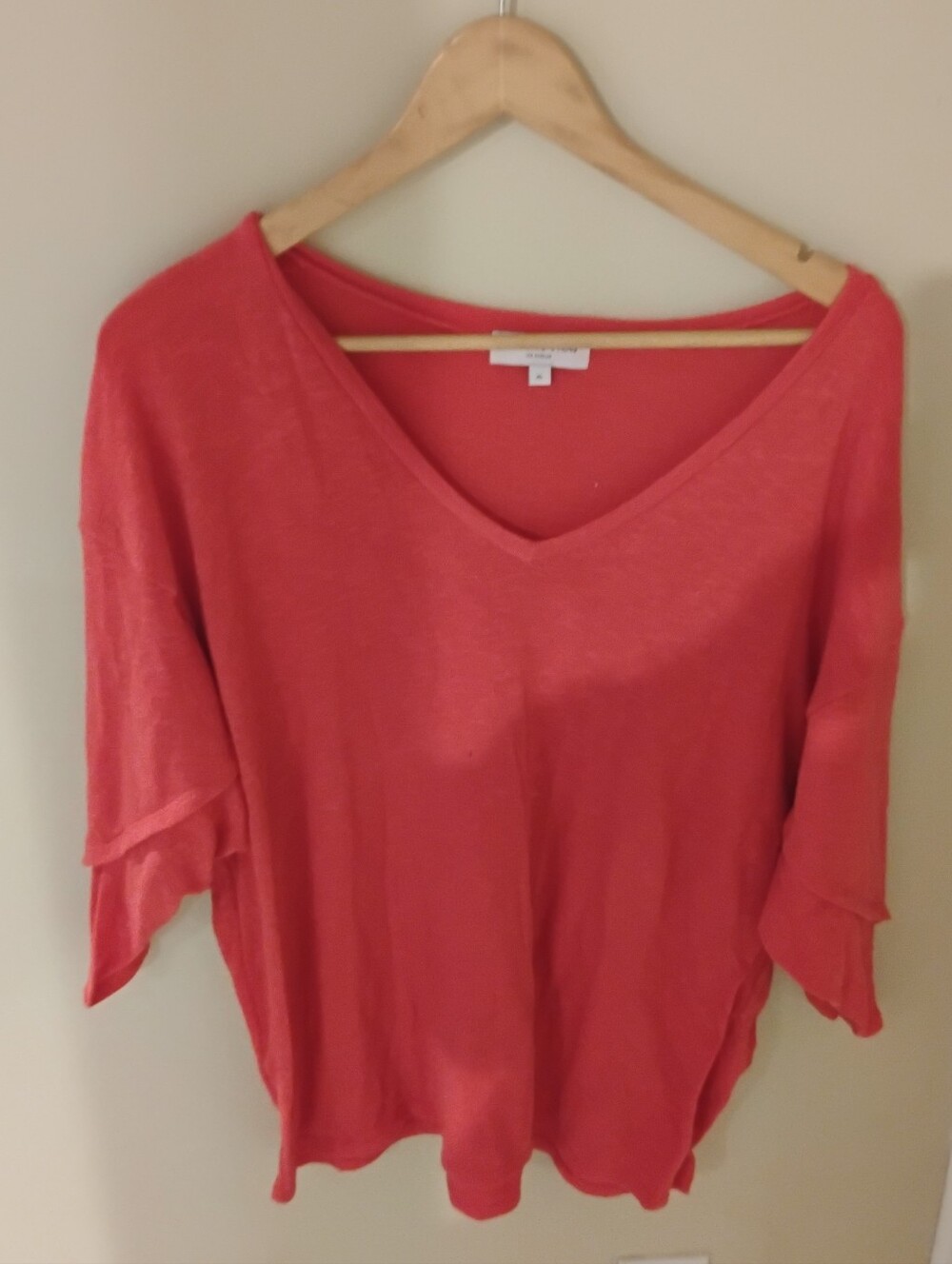 Michael Stars Women's Orange V Neck Tee Shirt Top Sz XL
